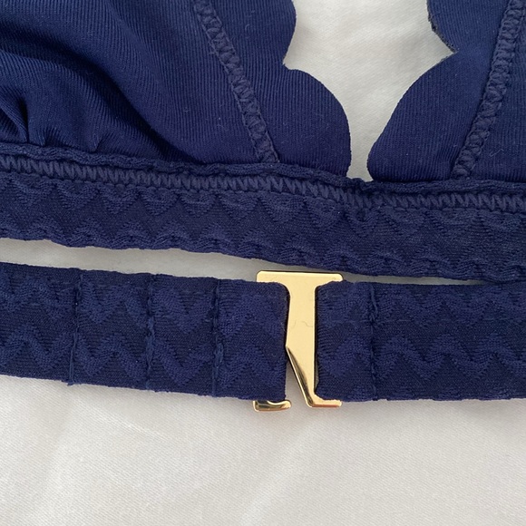 Kate Spade scalloped textured bikini top French navy - Picture 7 of 9